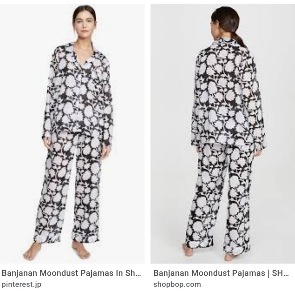 New Banjanan Moondust Shadow Bloom Black Pajamas Size Small